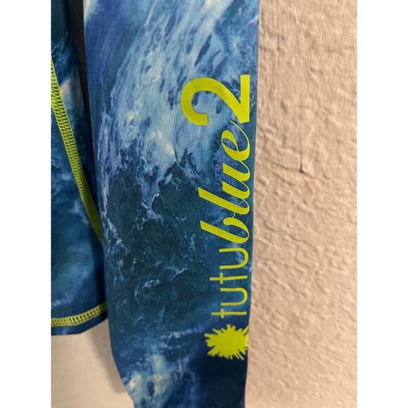 TUTUBlue Women’s Watercolor Ocean Blue Full-Zip Rash Guard Jacket Medium UPF 50+ - Picture 6 of 9